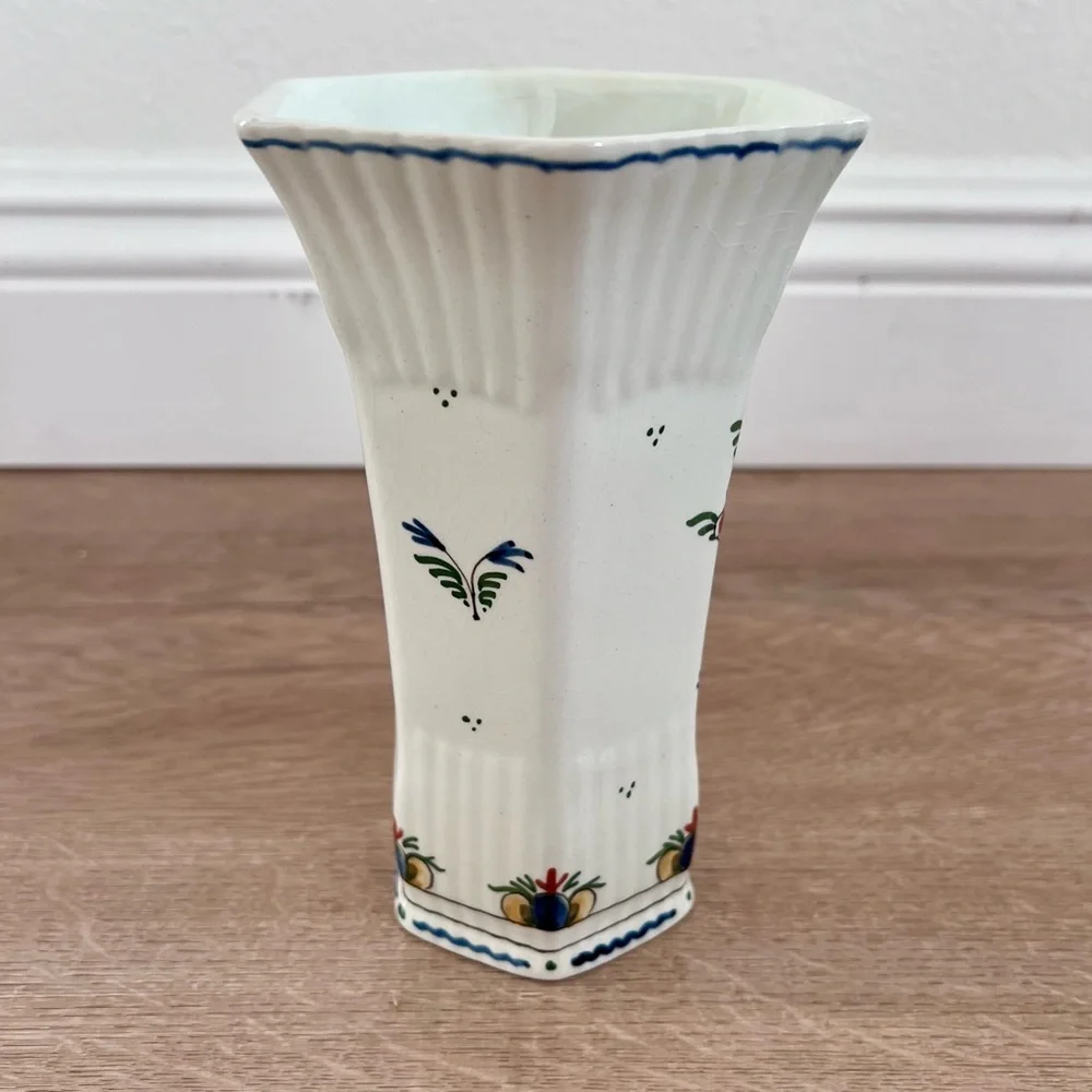 Royal Delft Holland The Orignal Blue Vase Polychrome Hand Painted Flower Vintage